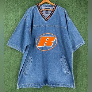 VTG 90s Result Jeans Hip Hop Streetwear Denim Jean Shirt Mens Sz XL